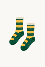 Load image into Gallery viewer, Tinycottons Big Stripes Medium Socks - Pine Green/Yellow - 2Y, 4Y, 6Y