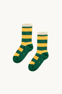 Tinycottons Big Stripes Medium Socks - Pine Green/Yellow - 2Y, 4Y, 6Y