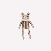 Load image into Gallery viewer, Main Sauvage Knitted Soft Toy - Teddy - Nut Striped Jumpsuit