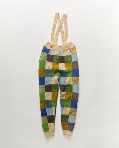 Oeuf Patchwork Suspender Pants - Bright Beige - 2/3Y, 3/4Y, 5/6Y