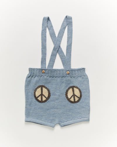 Oeuf Peace Pocket Suspender Shorts - Mist - 2/3Y, 3/4Y, 4/5Y, 5/6Y