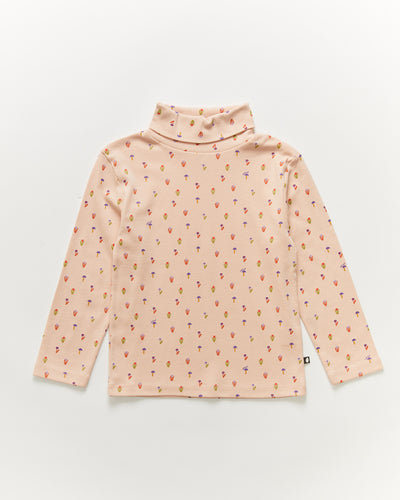 Oeuf Printed Turtleneck - Silver Peony/Flower - 4/5Y Last One