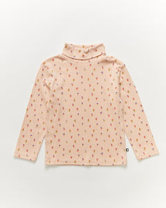 Oeuf Printed Turtleneck - Silver Peony/Flower - 3/4Y, 4/5Y