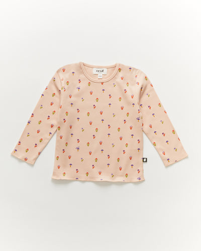 Oeuf LS Kid Tee - Silver Peony/Flower - 3/4Y, 4/5Y, 5/6Y