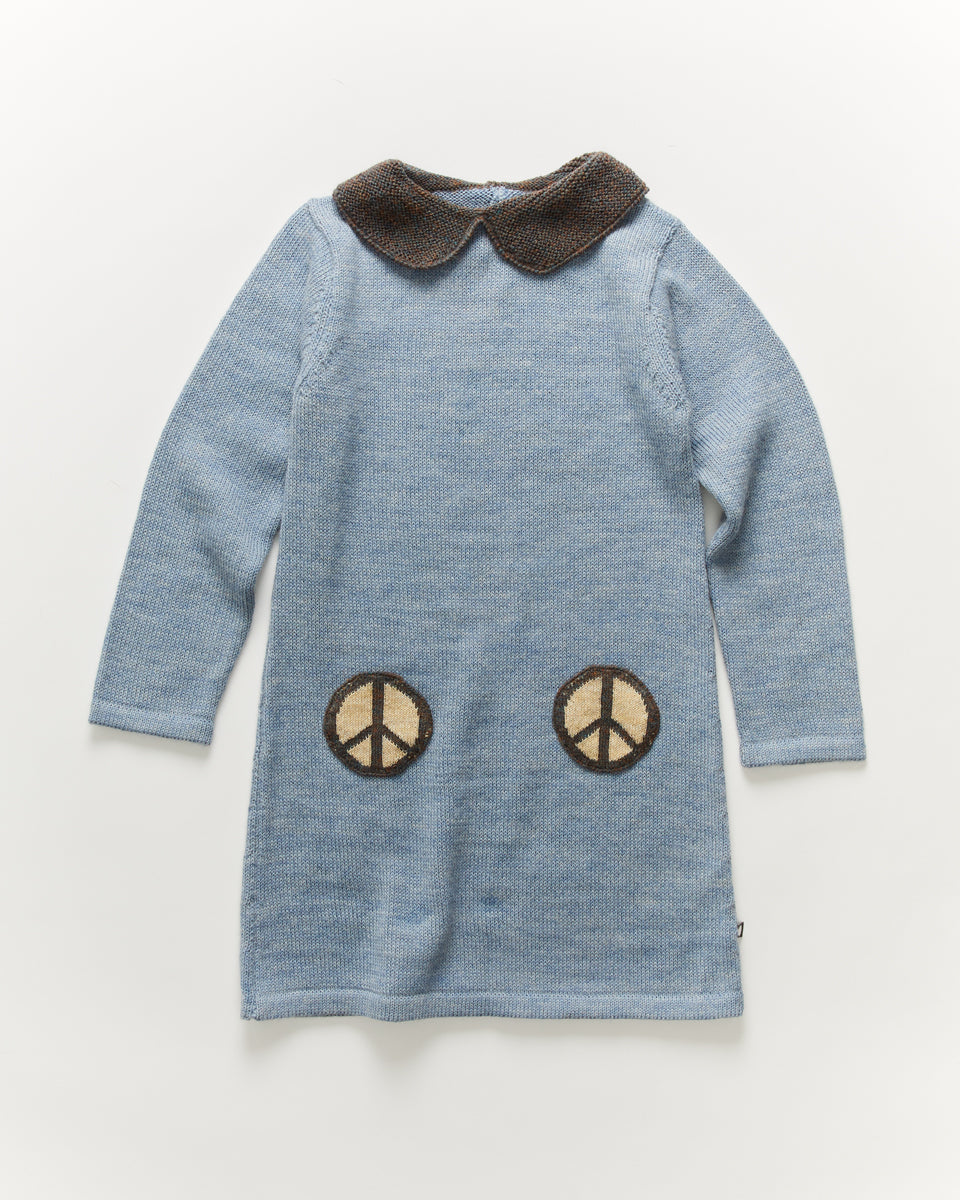 Oeuf Peace Pocket Dress - Mist - 1/2Y, 3/4Y, 4/5Y, 5/6Y