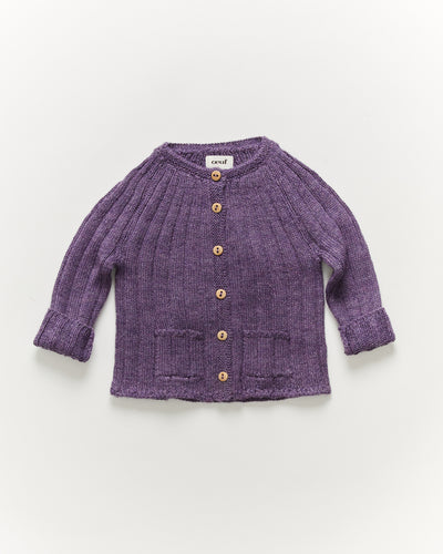 Oeuf Everyday Cardigan - Amethyst - 3/4Y, 4/5