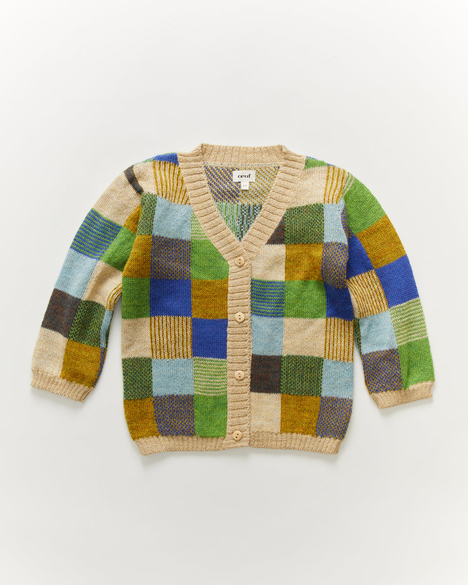 Oeuf Patchwork Cardigan - Bright Beige - 2/3Y, 3/4Y, 4/5Y, 5/6Y
