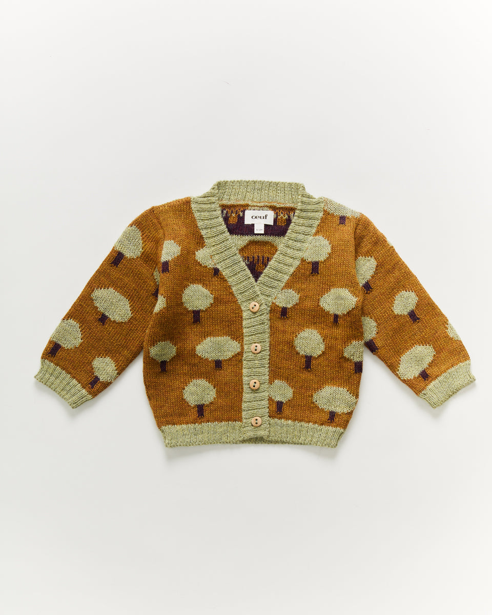 Oeuf Tree Motif Cardigan - Acorn - 3/4Y, 4/5Y, 5/6Y