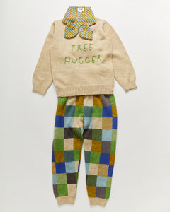 Oeuf Patchwork Suspender Pants - Bright Beige - 2/3Y, 3/4Y, 5/6Y